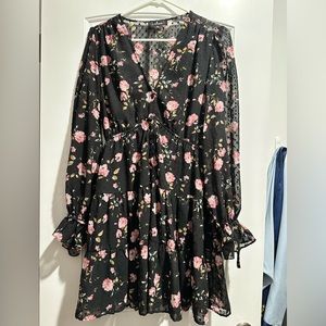 Lulus black and pink flower dress